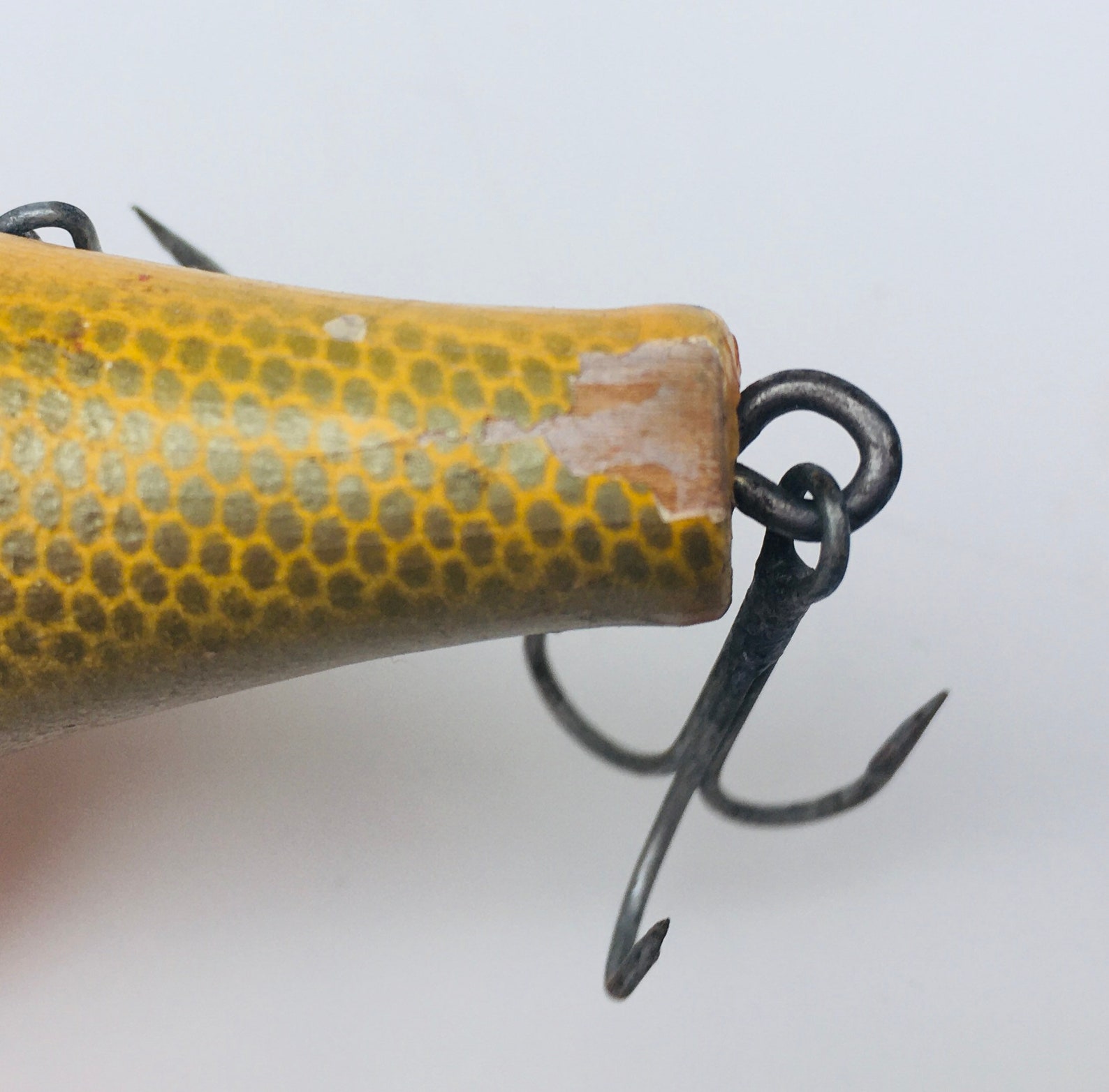 Folk Art Fishing Lure Minnow Wood Vintage Red Gold Etsy