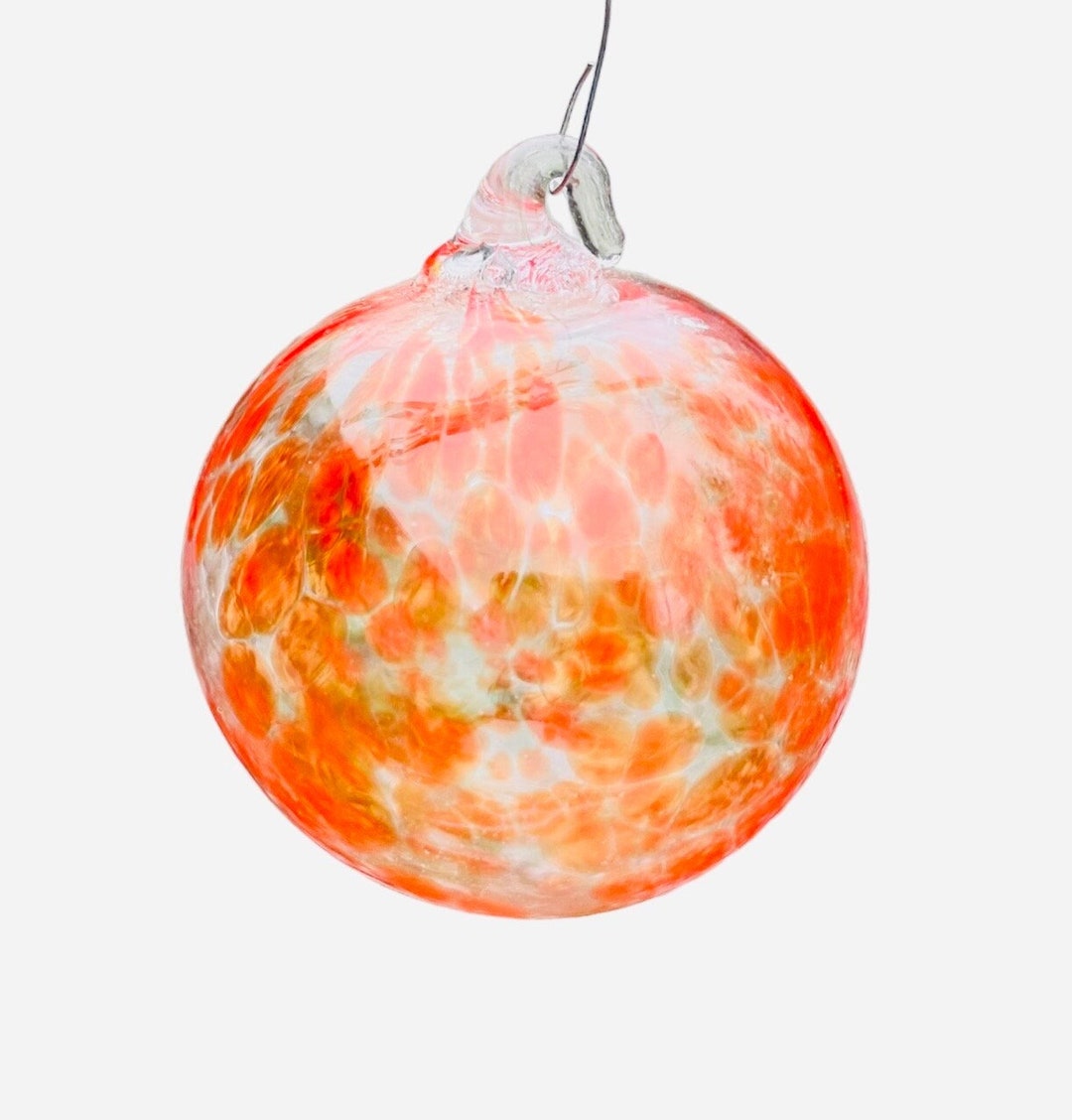 Orange Hand Blown Glass Ball Christmas Ornament Husby Pottery USA Etsy