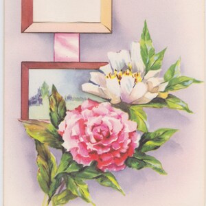 Vintage 1940s note card with flowers an unused Handi-Note from Artistic Cards image 1