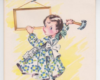 Vintage 1940s notecard with handy housewife -- a Handi-Note by Artistic Cards