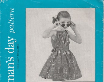 Vintage 1950s sewing pattern by Woman's Day -- little girls easy-to-sew dress size 4