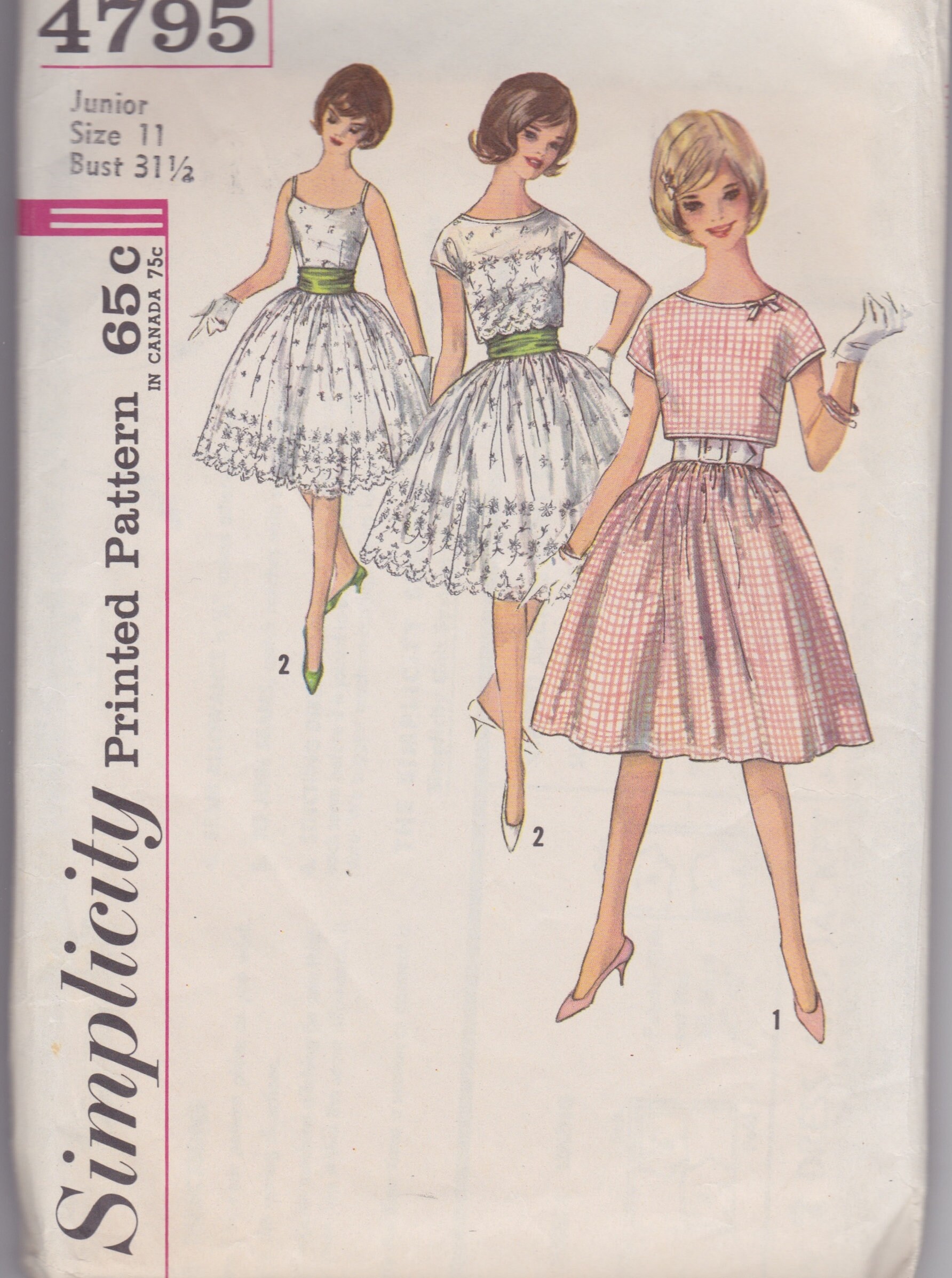 Vintage 1964 sewing pattern Simplicity 5748 for Junior size 13 jumper