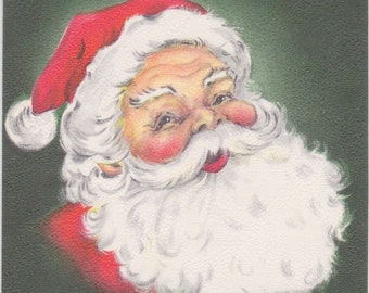 Tiny Santa Christmas card -- Hallmark, unused, from the 1950s