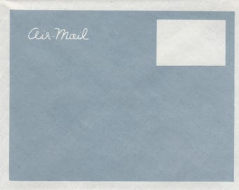 Vintage unused Air Mail envelope from 1940s -- blue and white