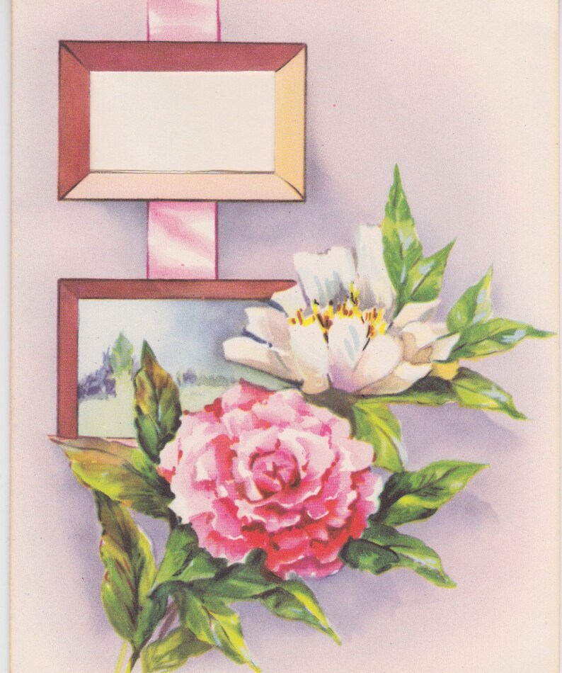 Vintage 1940s note card with flowers an unused Handi-Note from Artistic Cards image 1