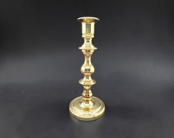Baldwin Solid Brass Candlestick Holder 7.5 Inch Polished Gold Spindle Vintage