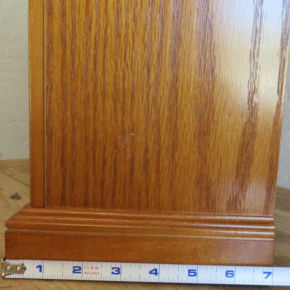 Vintage Oak Wood Jewelry Armoire Chest Tabletop Organizer Necklace Carousel 17in View 5