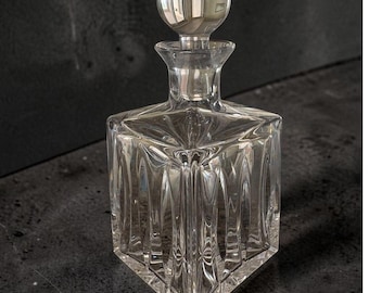 Atlantis Crystal Square Whiskey Decanter with Ball Stopper Made in Portugal 6"