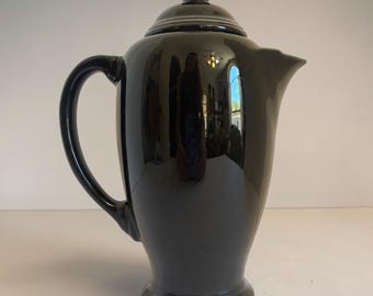 Vintage Black Fiestaware Coffee Server with Lid Homer Laughlin Discontinued Pot