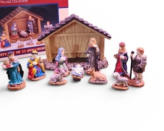 Lemax Village Collection 1996 Nativity Set of 11 Poly-Resin Christmas Figurines