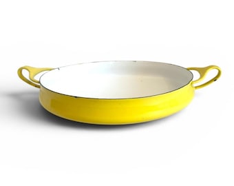 Vintage Dansk Kobenstyle Yellow Enamel Paella 10"Pan Jens Quistgaard Denmark MCM