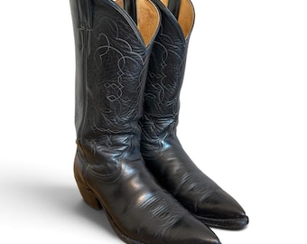 Justin 5500 Mens Western Cowboy Boots Black Leather Pointed Toe Size 8 Wide