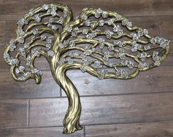 MCM Universal Statuary Corp Dogwood Tree Retro Wall Hanging Sculpture 29" x 37"