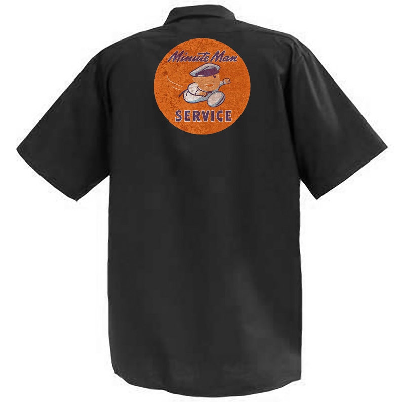 Short Sleeve Graphic Shop Work Shirt Minute Man Service