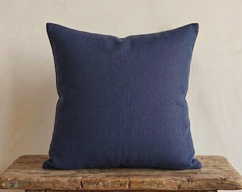 Navy Blue Linen Pillowcase,  Linen Pillow Cover