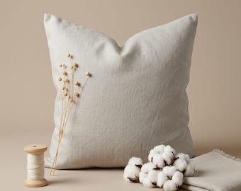 Stone beige linen pillow cover, decorative linen pillowcase