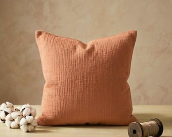 Cotton müslin pillow cover, Terracotta  cotton pillowcases