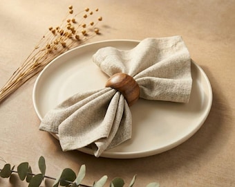 Handmade Organic Cotton Linen Napkin Set, Boho Wedding Dining Table Linens