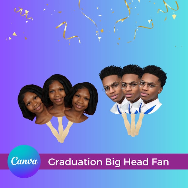 Graduation Big Head Fan Customizable Templates | Editable Canva Designs | Instant Download