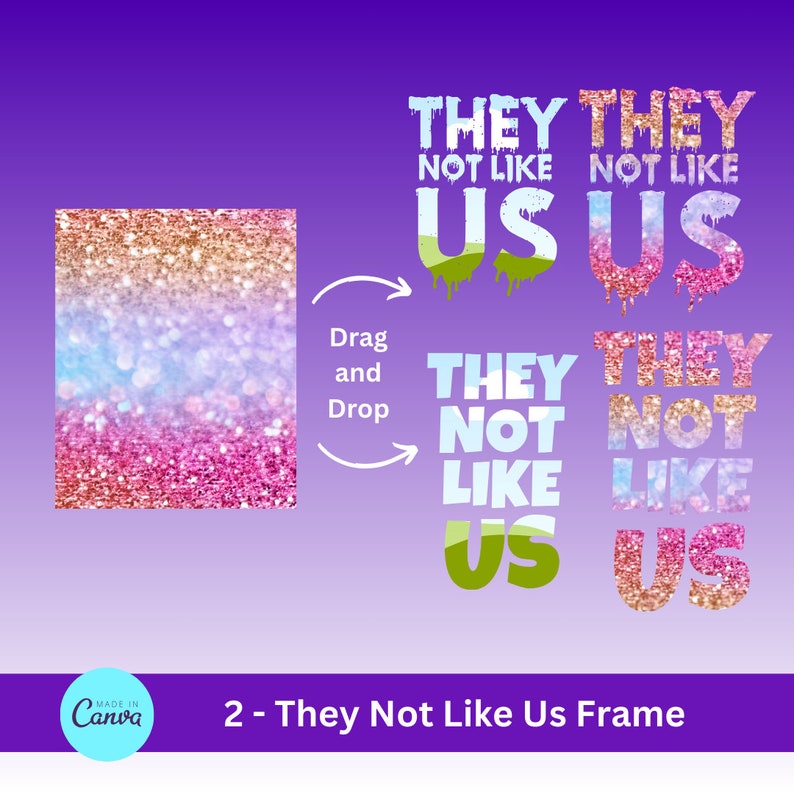 They Not Like Us Bundle 2 CANVA Font Frame Editable Canva Instant