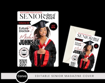 Senior Edition | Graduation Magazine Customizable Templates | Editable Canva Designs | Instant Download