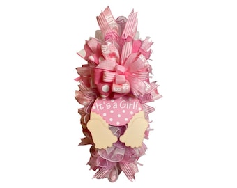 It's a Girl Wreath: Baby Shower Door Hanger, Nursery Decor (28x14x7)