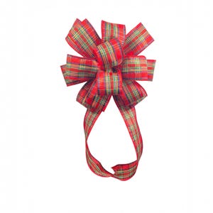 Christmas Plaid Bow: Red Tartan Decor, Wreath Accent