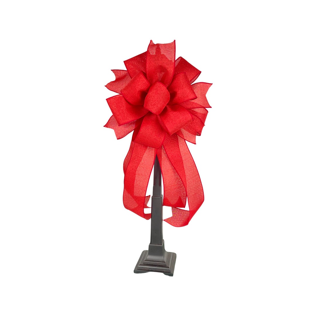 Red Linen Wired Ribbon Bow: Outdoor Christmas, Valentines Decor - Etsy