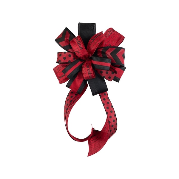 Garnet and Black Sc bow for Wreath, lantern, Light Pole, Lamp Pole, Christmas Tree,