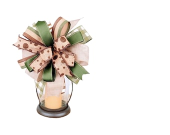 Fall Burlap Bow: Brown, Green Rustic Decor