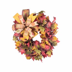Fall Door Wreath: Artificial Autumn Leaves, 20&quot; Wreath
