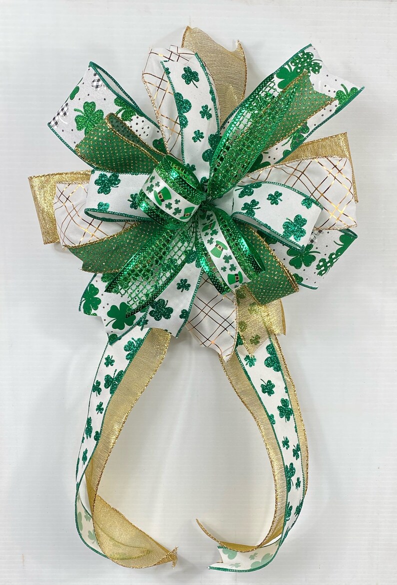 St. Patrick's Day Shamrock Ribbon Bow, Irish Decor - Etsy