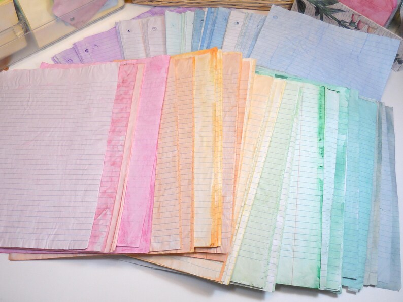 Lined Notebook Papers in 34 Assorted Colors ~ Scrapbook & Junk Journal ...