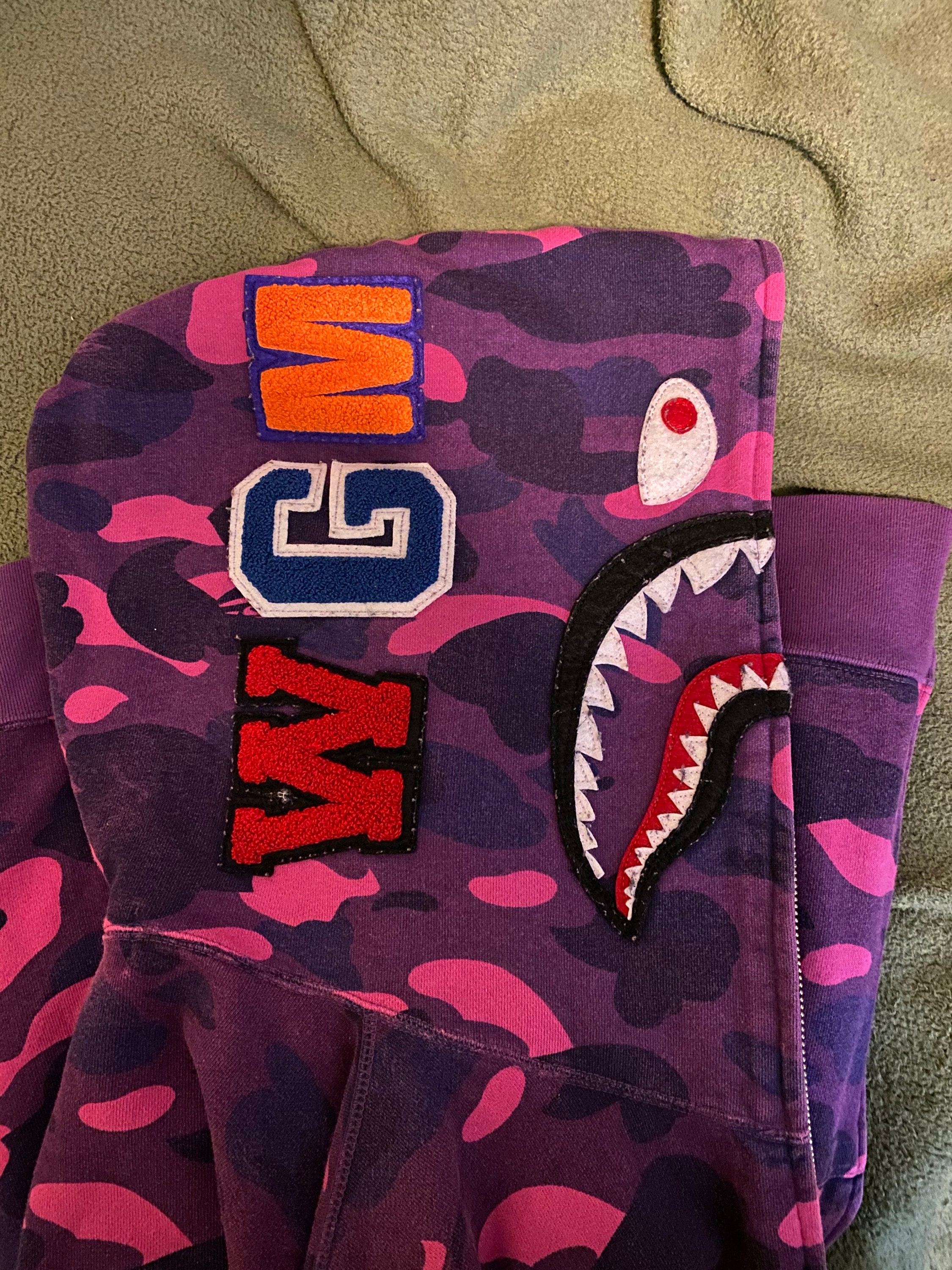 A Bathing Ape BAPE Full Zip Shark Hoodie in purple Size medium | Etsy