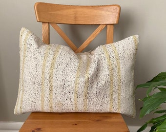 Turkısh kilim pillow,hemp pillow,white hemp pillow,cushion cover,living room decoration,throw pillow,16x24 pillow,striped pillow