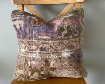 Kilim pillow,brown pillow,hemp pillow,cushion cover,living room decoration,throw pillow,patchwork pillow 20x20 pillow,striped pillow