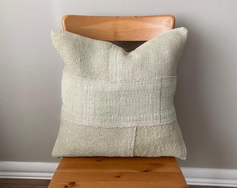 Oreiller vert de chanvre, oreiller de chanvre, couverture de coussin, décoration de pièce de séjour, oreiller de jet, oreiller de patchwork 20x20 oreiller, oreiller rayé, oreiller rayé, oreiller rayé