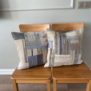 Two pillow set,Colorful hemp pillow,hemp pillow,cushion cover,living room decoration,throw pillow,patchwork pillow 20x20 pillow