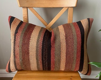 Turkısh kilim pillow,hemp pillow,cushion cover,living room decoration,throw pillow,ponpon pillow 16x24 pillow,striped pillow