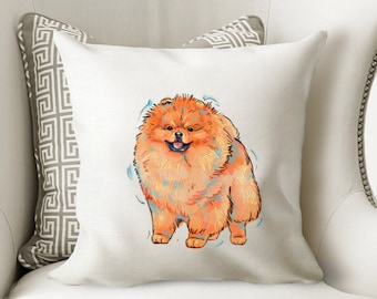 Pomeranian Pillow cover cushion for decorative home decor for dog mom  illustrated home cute  Cushion