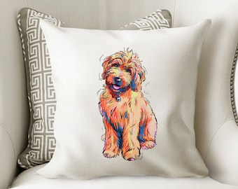 Goldendoodle Pillow cover cushion for decorative home decor for dog mom  illustrated home cute  Cushion