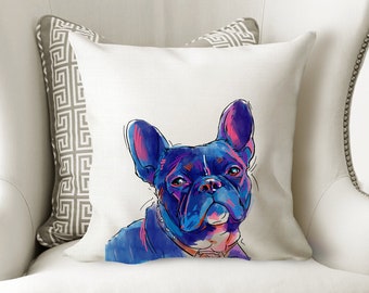 French Bulldog cover cushion for decorative home decor for dog mom  illustrated home cute  Double,Sided Print