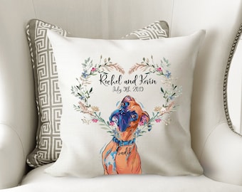 Personalized Boxer Pillow cover cushion for decorative home decor for dog mom  illustrated home heart wreath wedding Cushion