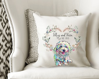 Personalized Bichon Frise  cover cushion for decorative home decor dog mom  illustrated Bichon Mom Bichon Dad Double,Sided Print