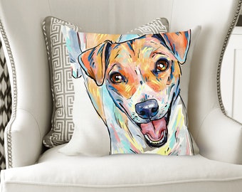 Jack Russell Terrier  Pillow cover cushion for decorative home decor for dog mom  illustrated home cute  Cushion