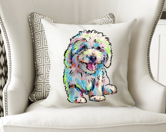 Bichon Frise Kussensloopkussen voor decoratief huisdecor voor hondenmoeder geïllustreerd huis schattig kussen