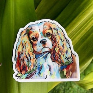 Cavalier King Charles Spaniel Sticker Decal for Spaniel Mama, cute dog art, Gift For Dog Memorial, Cav Mom, Sticker Art, The Cutest Dog,
