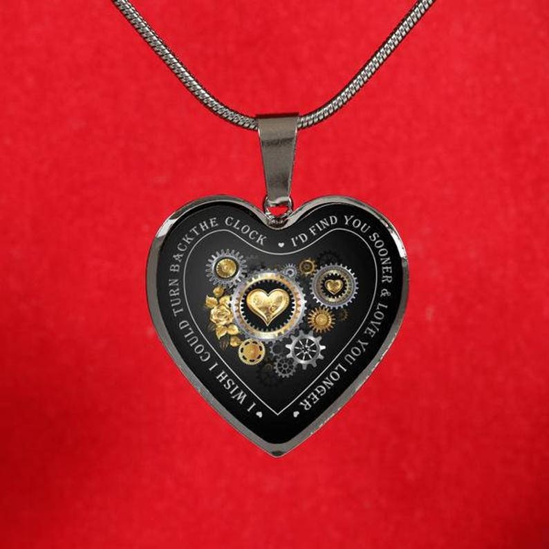 Heart Clock Necklace I Wish I Could Turn Back the Clock Etsy