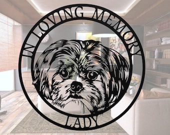 Shih Tzu Memorial Metal Silhouette: Personalized Pet Loss Gift