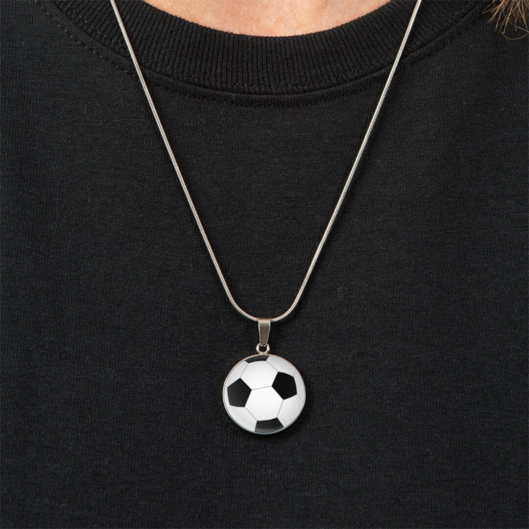 Personalized Soccer Necklace, Stainless Steel or 18k Gold Finish, Custom Soccer Pendant, Sports